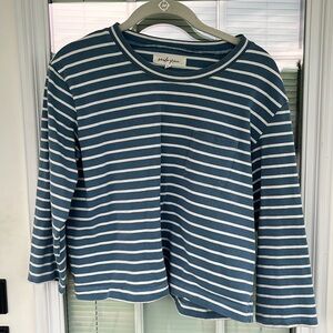 Pando Grove Roolee Blue White Striped Top Small